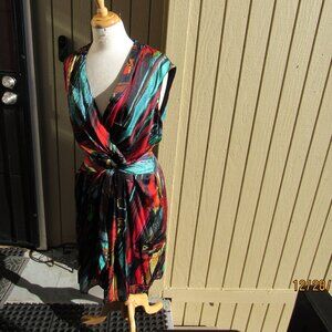 #739  NEW WOMAN'S COLORFUL CHIFFON DRESS BY ELLEN TRACY  (SIZE 16)